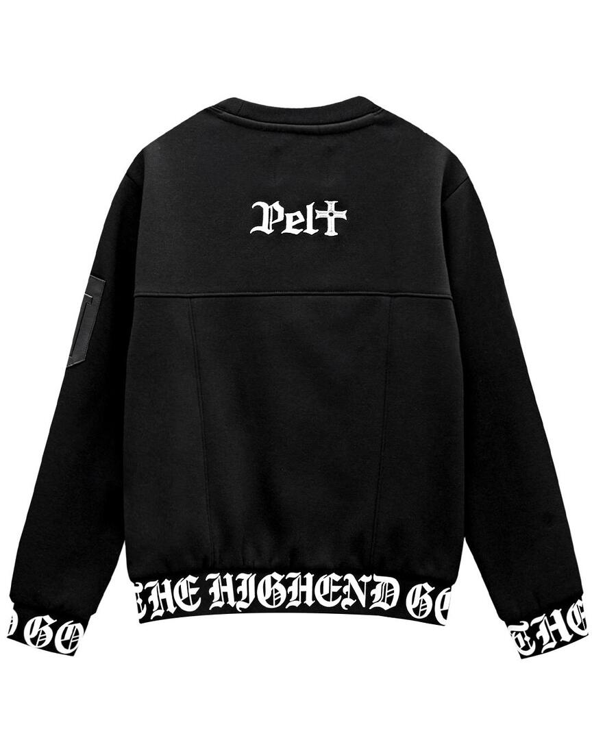 Áo golf nữ dáng sweater đen logo nổi — ảnh 2