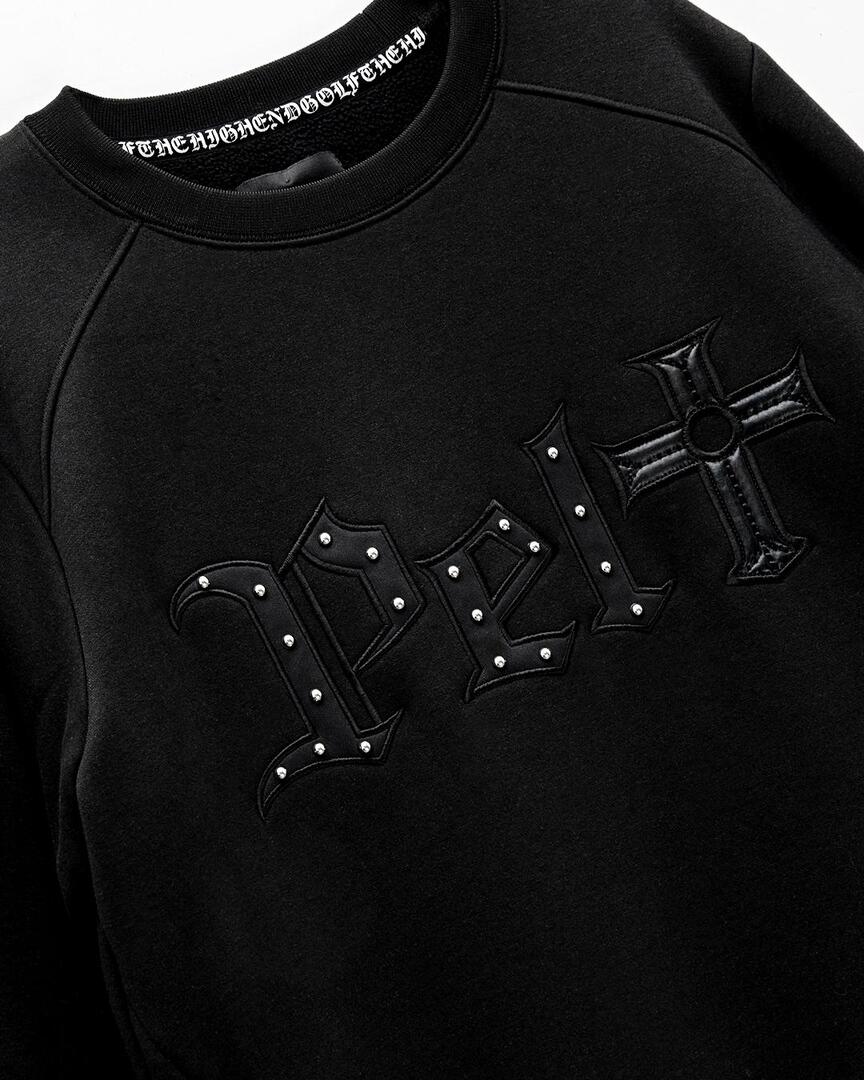 Áo golf nữ dáng sweater đen logo nổi — ảnh 3