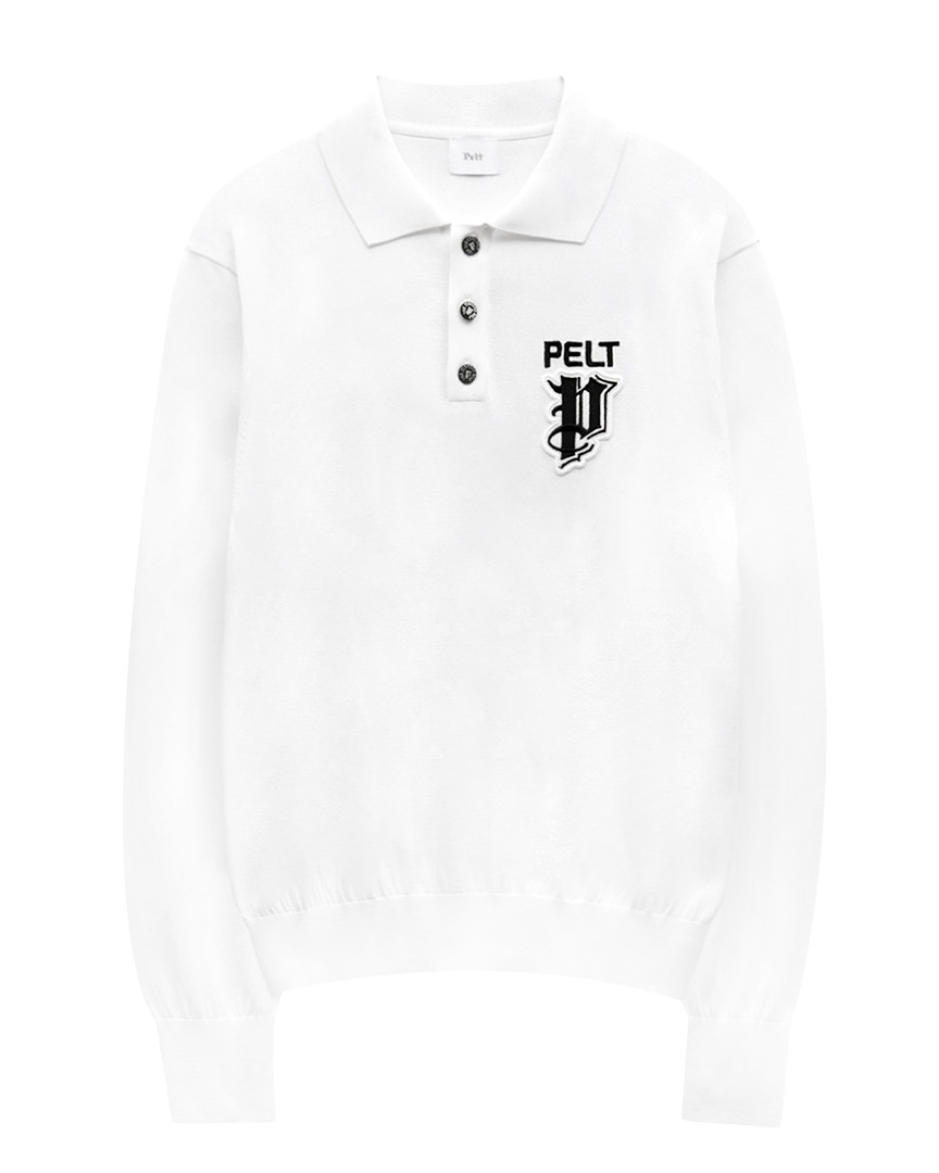 Áo knit golf nữ màu trắng cổ bẻ Pelt với logo trước ngực