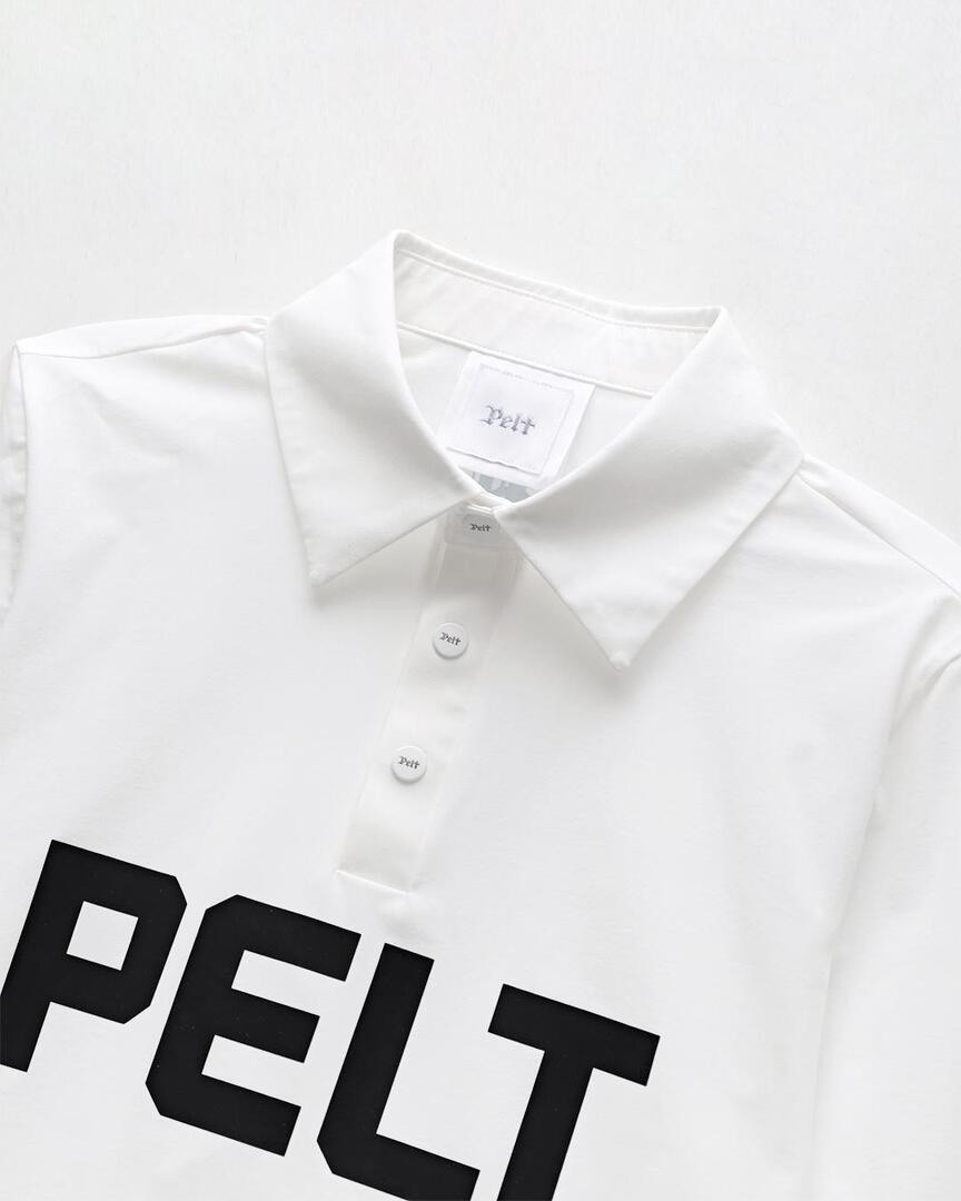 Áo sơ mi golf nữ tay dài logo chữ đen màu trắng — ảnh 3