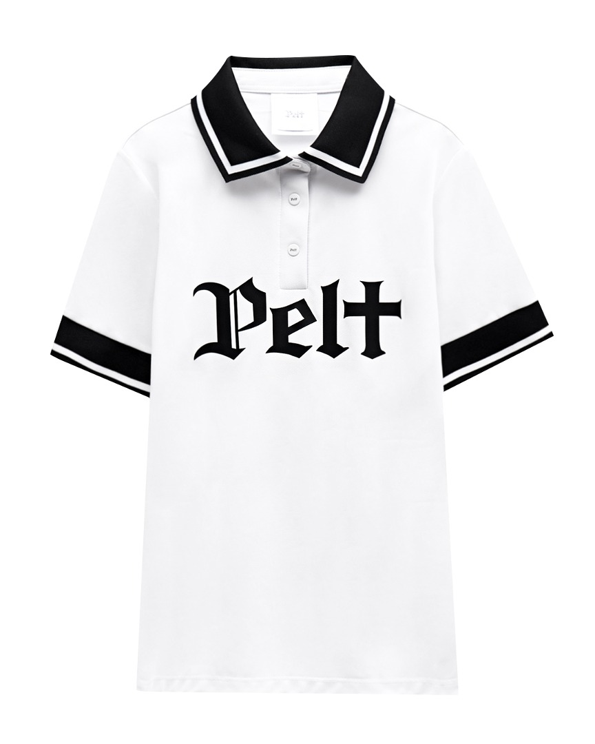 Áo sơ mi golf nữ phối cổ viền đen trắng — Pelt | Seoul Golf Fashion