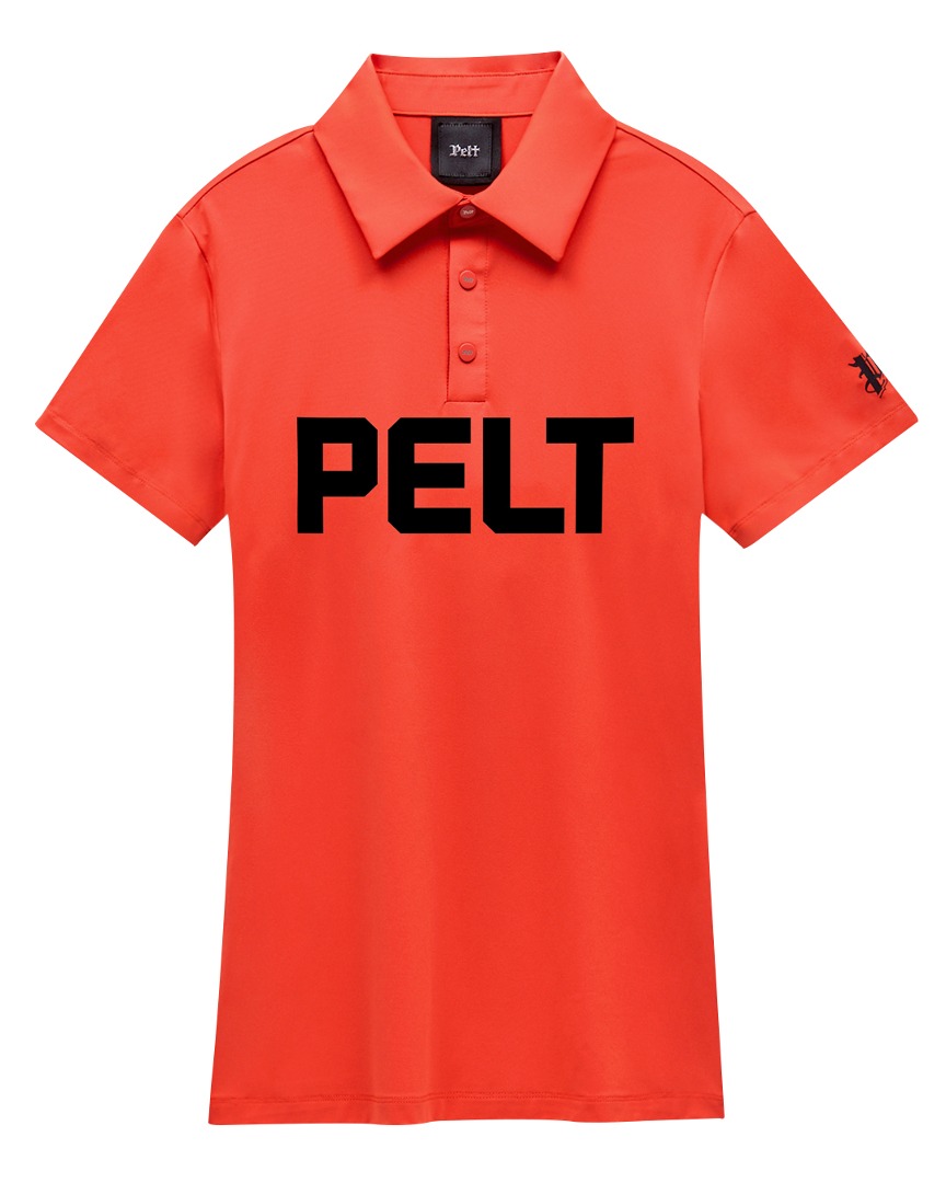 Áo sơ mi golf nữ Pelt màu cam, cổ bẻ, tay ngắn