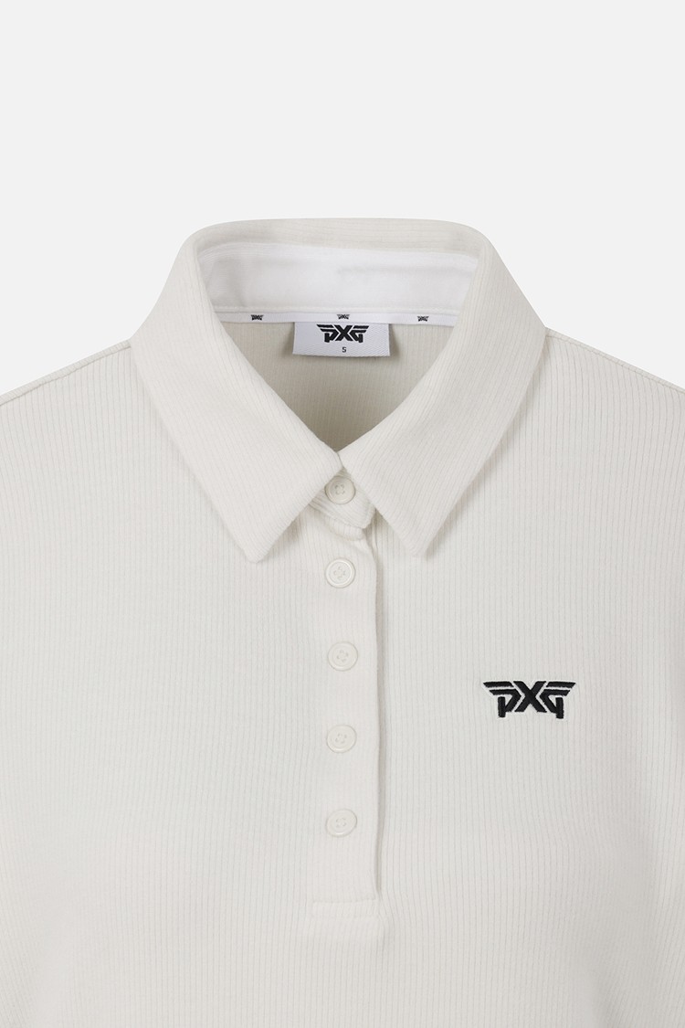 Áo sơ mi golf nữ tay dài màu trắng — ảnh 3
