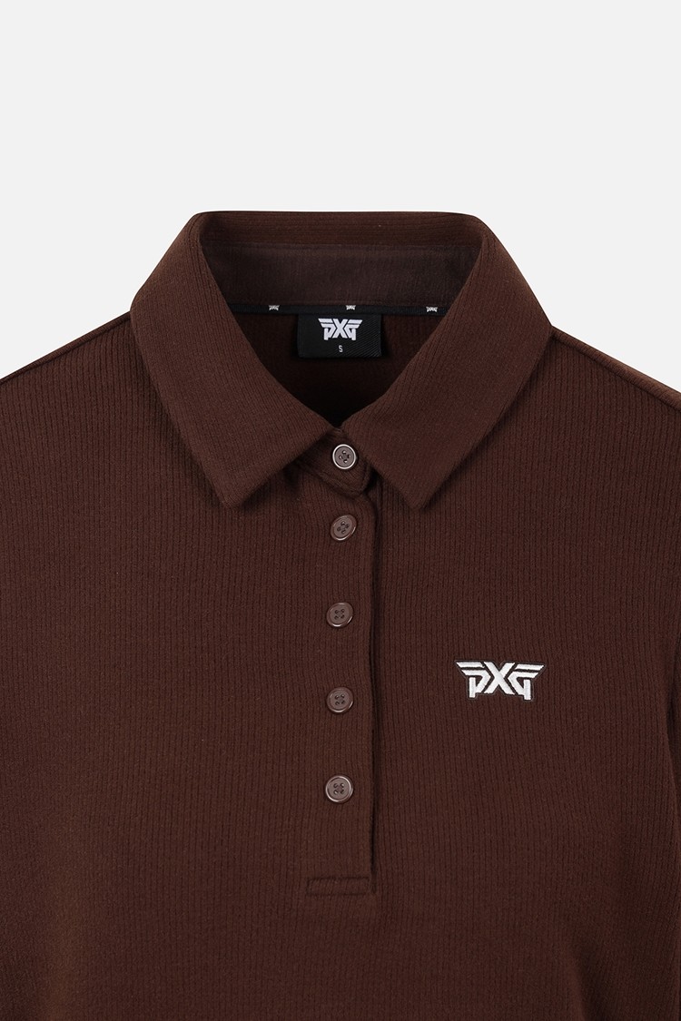 Áo sơ mi golf nữ tay dài màu nâu — ảnh 3