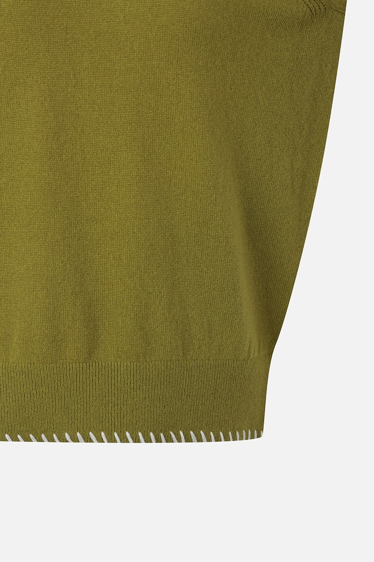 Áo knit golf nữ tay dài cổ khăn xanh lá — ảnh 5