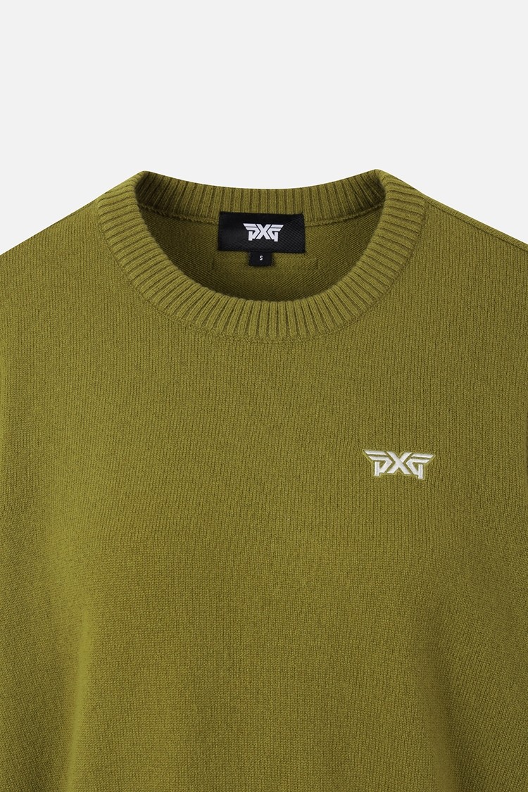 Áo knit golf nữ tay dài cổ khăn xanh lá — ảnh 3