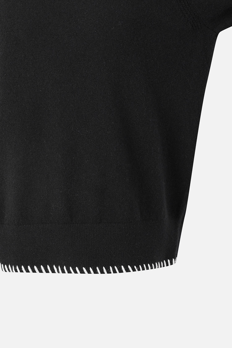Áo knit golf nữ cổ thắt nơ màu đen — ảnh 5