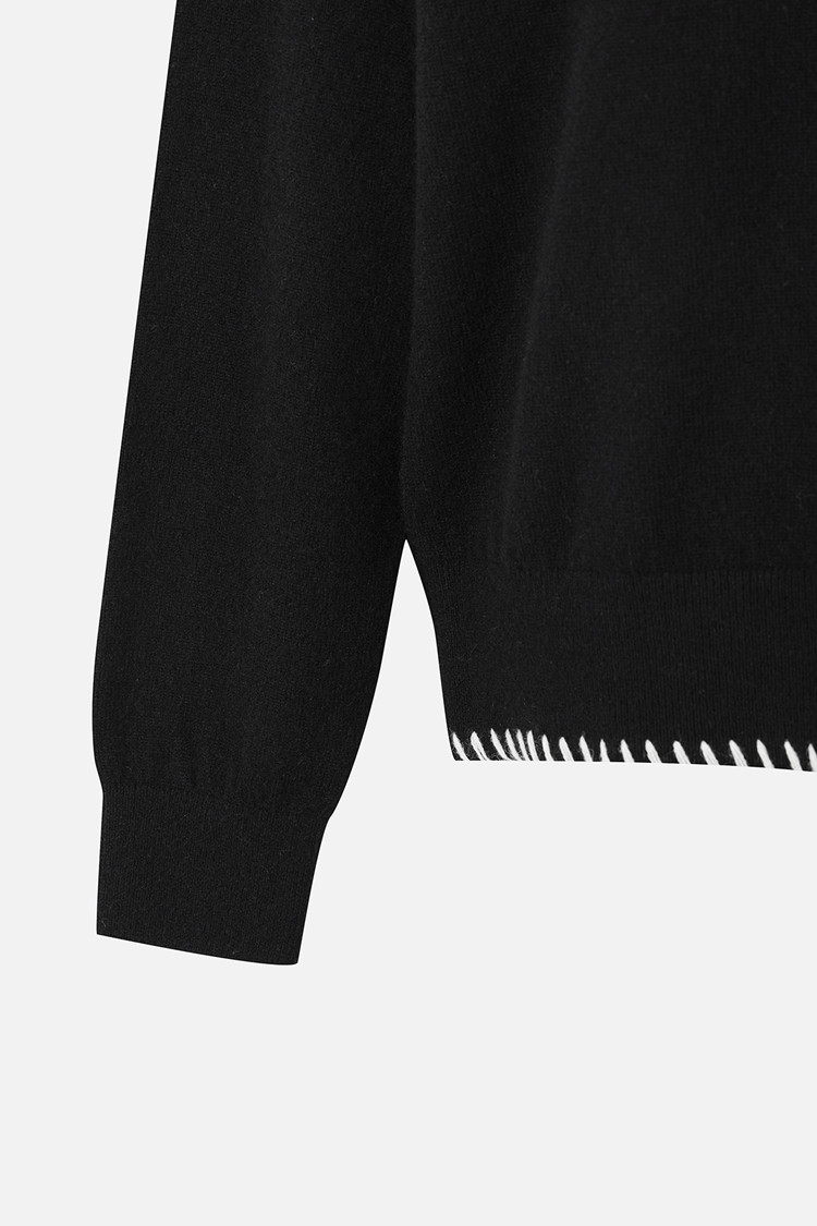 Áo knit golf nữ cổ thắt nơ màu đen — ảnh 4