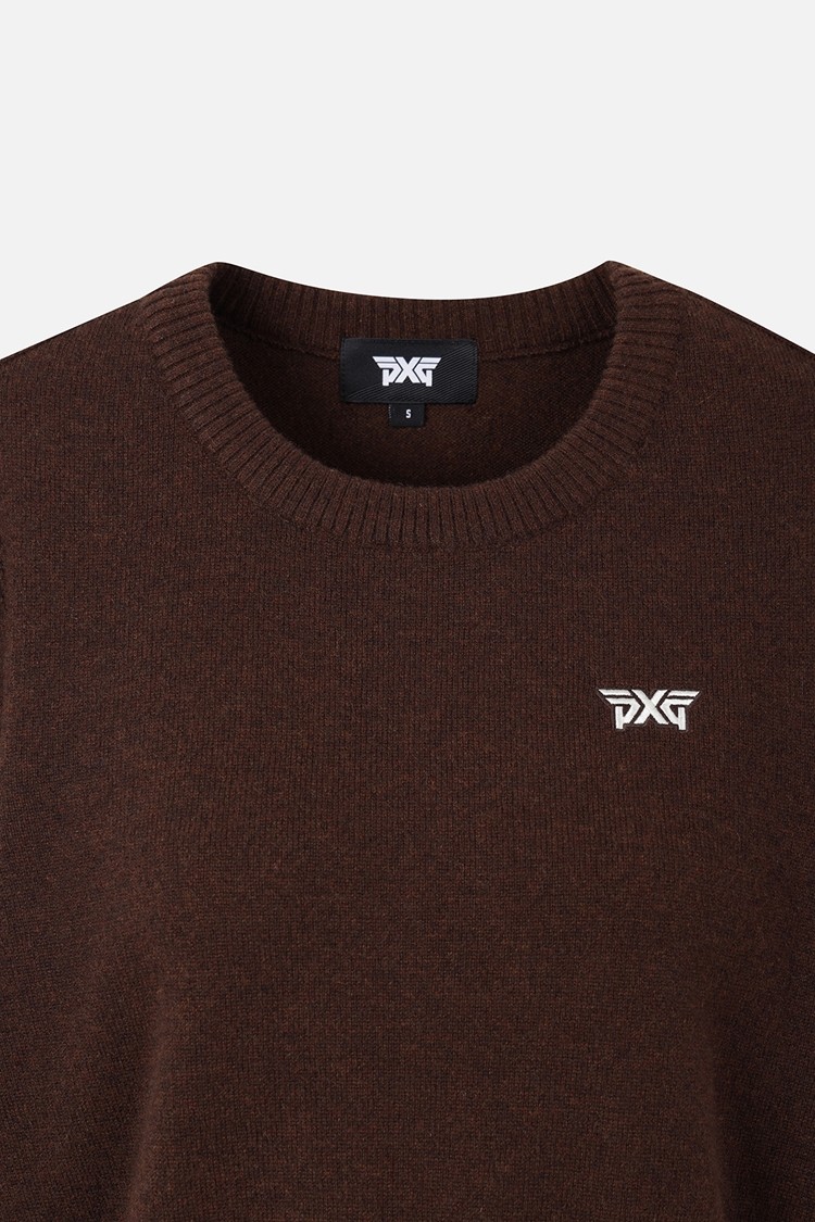 Áo knit golf nữ cổ khăn nâu — ảnh 3