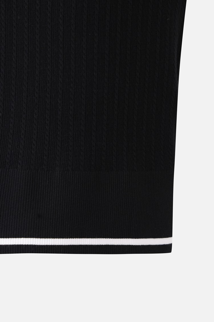 Áo knit golf nữ cổ V phối màu đen trắng — ảnh 5