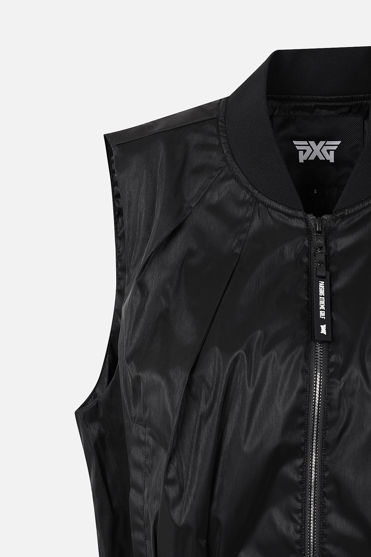 Áo vest golf nữ đen dạng bomber không tay — ảnh 4