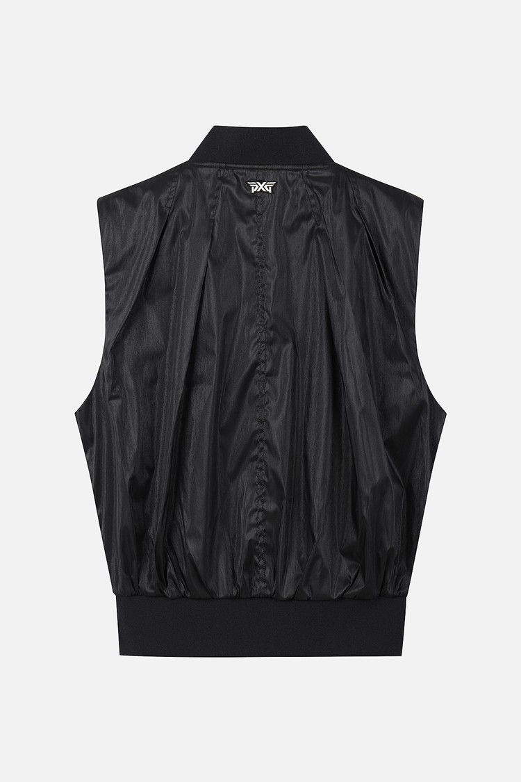 Áo vest golf nữ đen dạng bomber không tay — ảnh 2