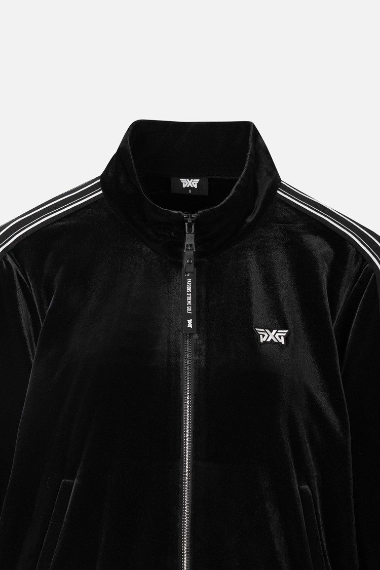 Áo khoác golf nữ dáng bomber màu đen phối sọc trắng — ảnh 3