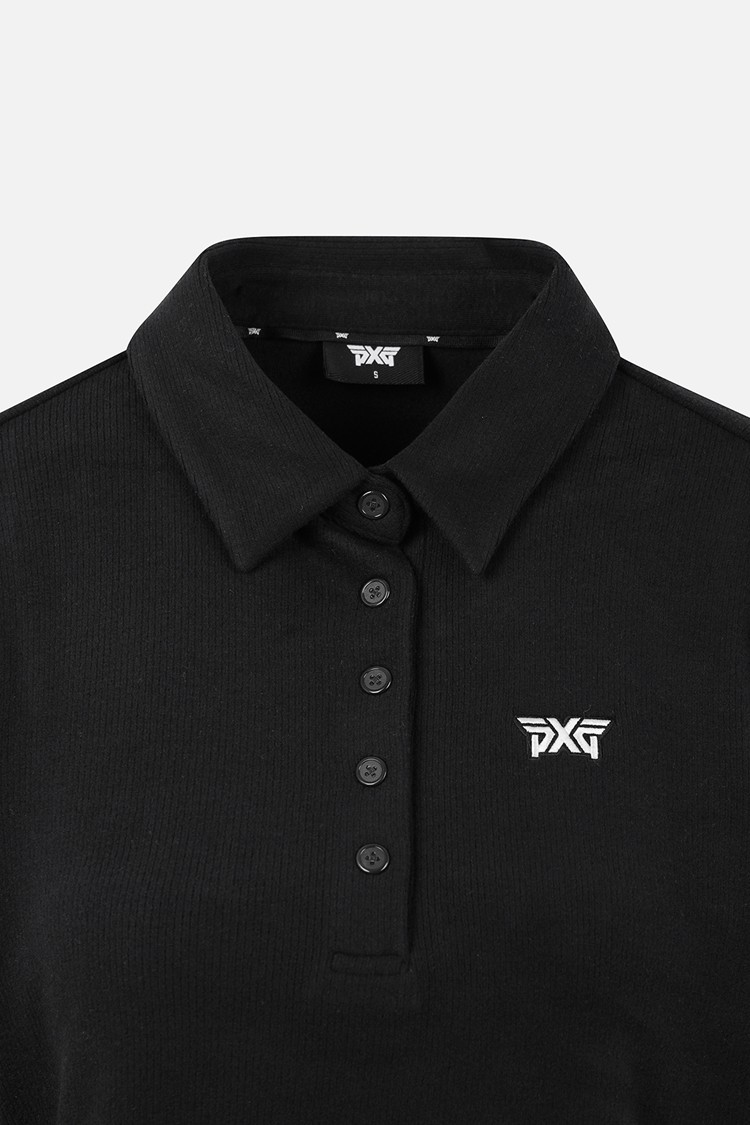 Áo sơ mi golf nữ tay dài cổ bẻ màu đen — ảnh 3