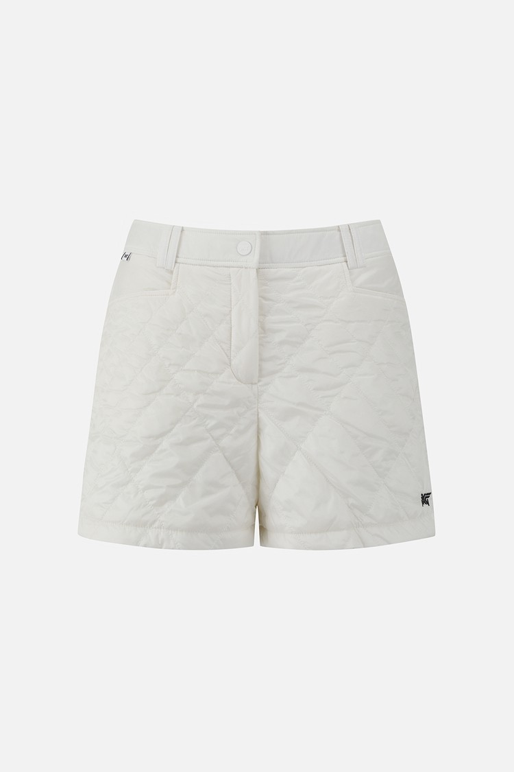 Quần short golf nữ PXG màu trắng dáng suông, họa tiết chần bông tinh tế