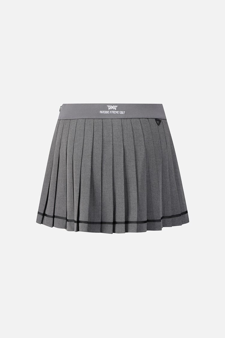 Chân váy golf nữ xếp ly màu xám phối viền đen — ảnh 2