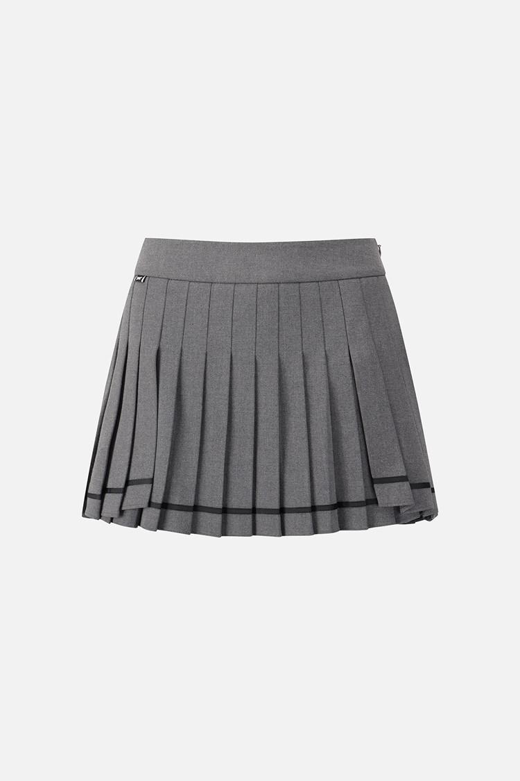 Chân váy golf nữ xếp ly màu xám phối viền đen — PXG | Seoul Golf Fashion