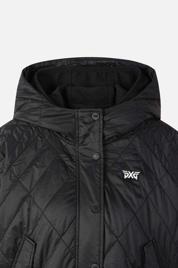 Áo khoác golf nữ dáng bomber có mũ màu đen — ảnh 3