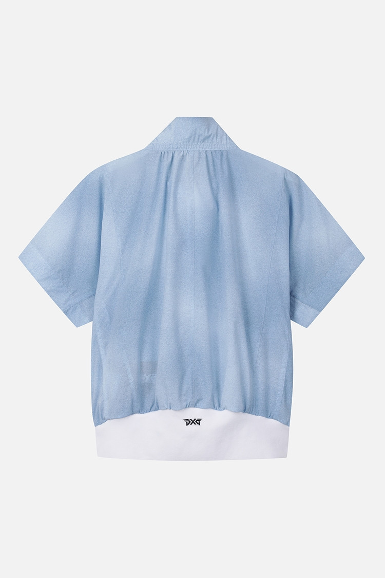 Áo khoác jumper golf nữ tay ngắn cổ cao xanh dương — ảnh 2