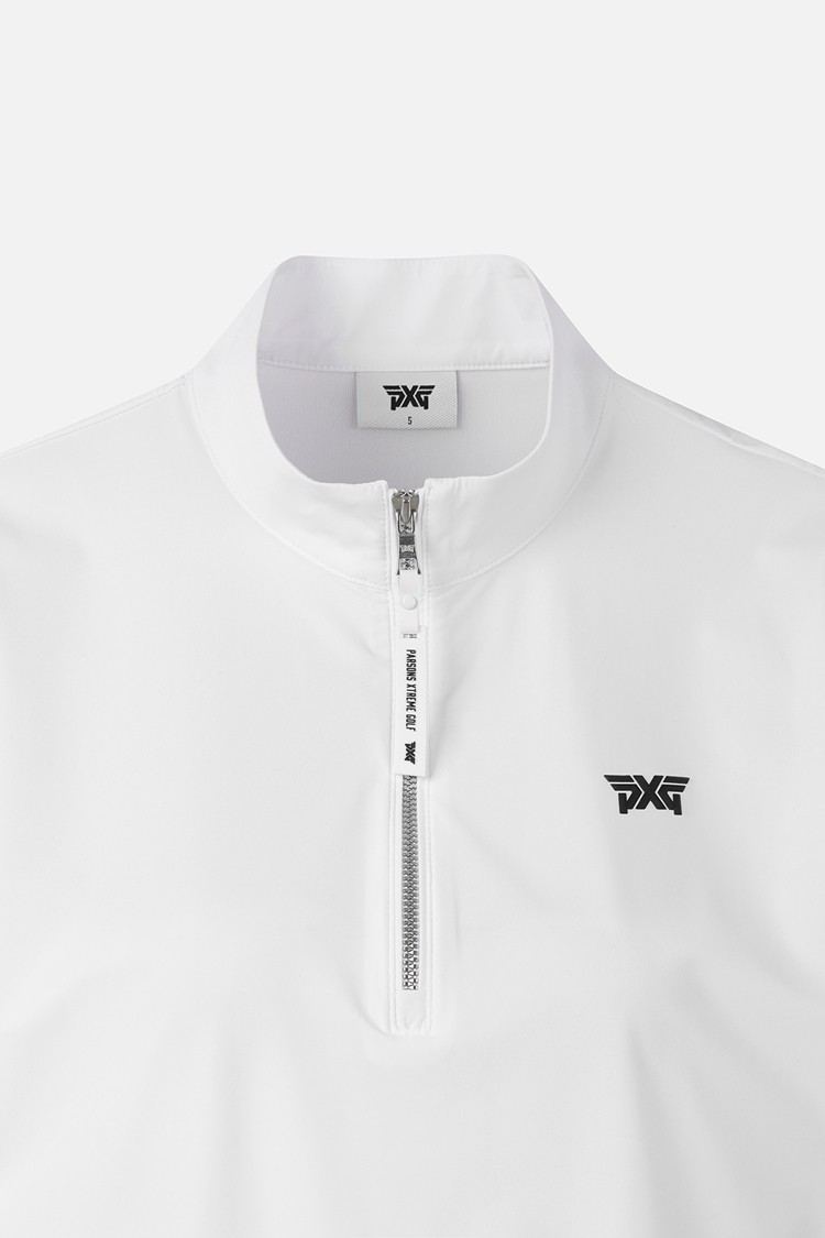 Áo sơ mi golf nữ cổ đứng khóa kéo màu trắng — ảnh 3