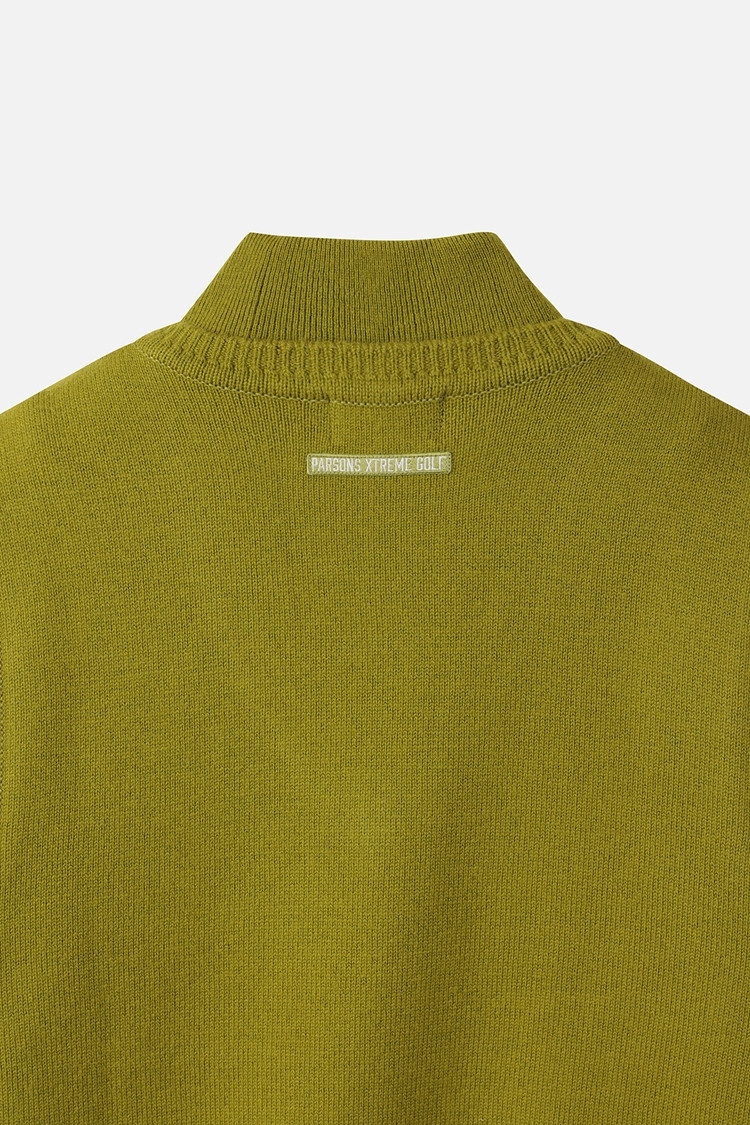 Áo knit golf nữ cổ lọ phối cổ V màu xanh lá — ảnh 6