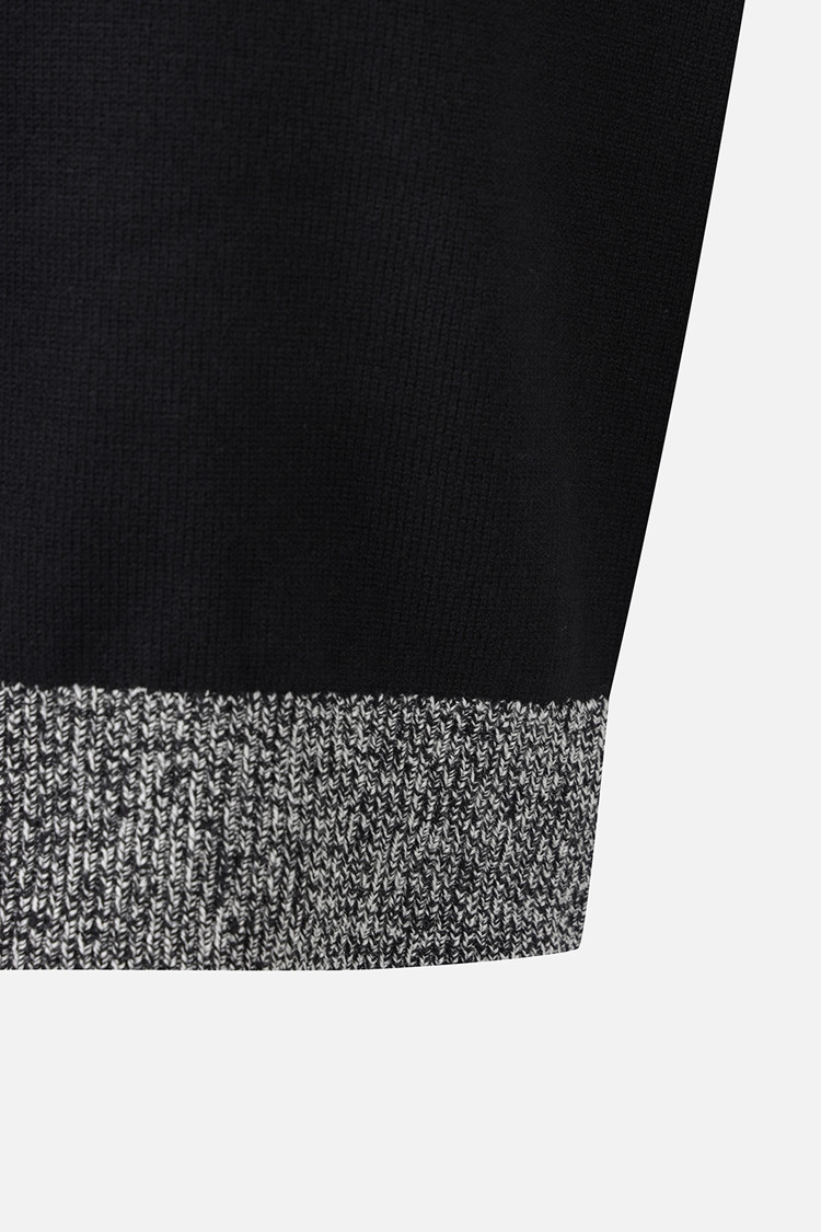 Áo knit golf nữ cổ cao phối gile đen viền xám — ảnh 5