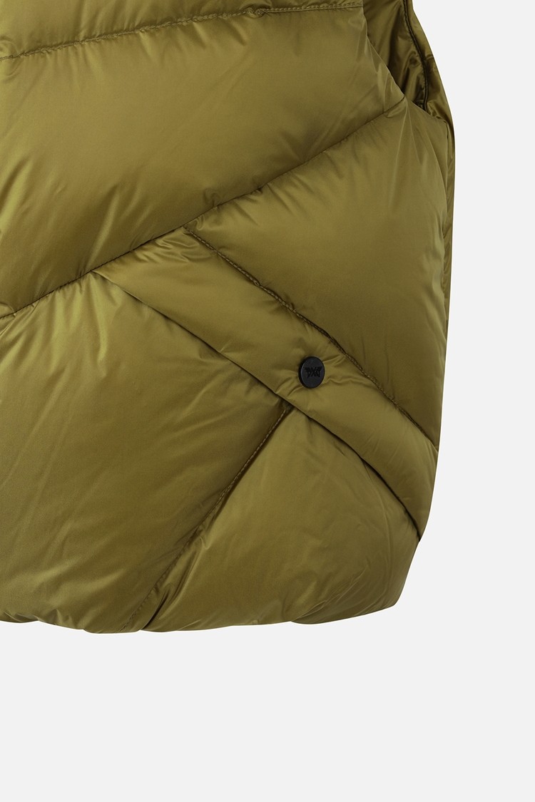 Áo vest golf nữ dáng phao cổ lông màu xanh lá — ảnh 6