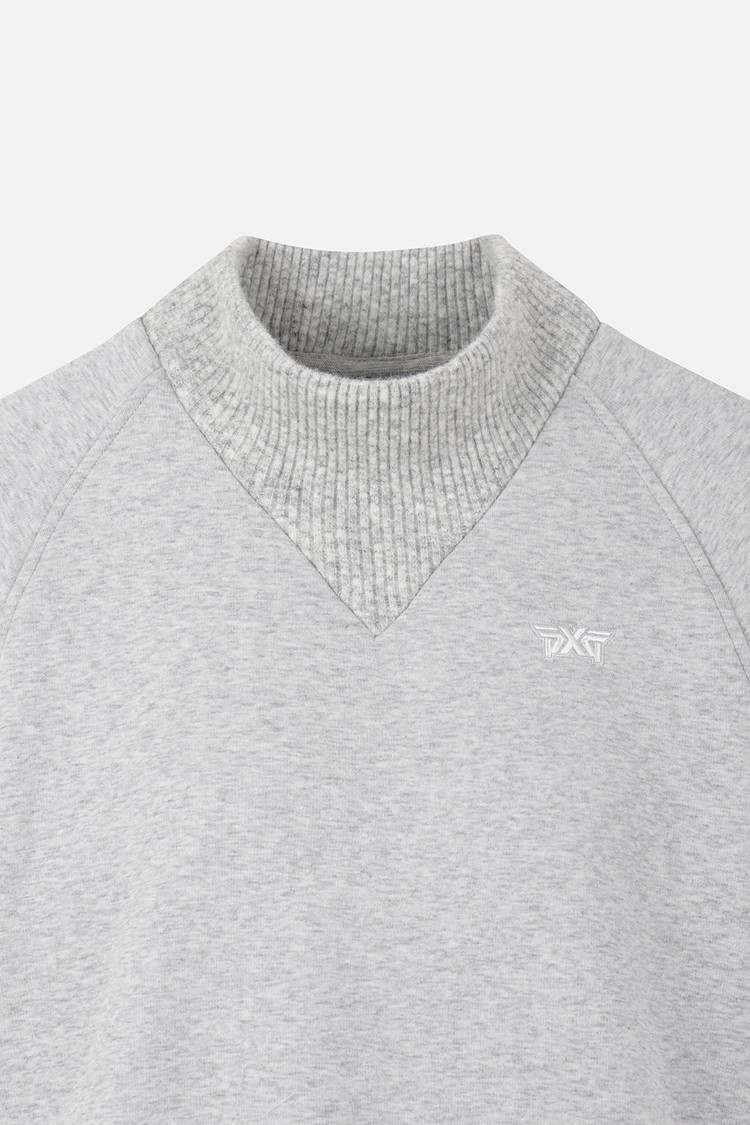 Áo knit golf nữ cổ cao tay dài màu xám — ảnh 3