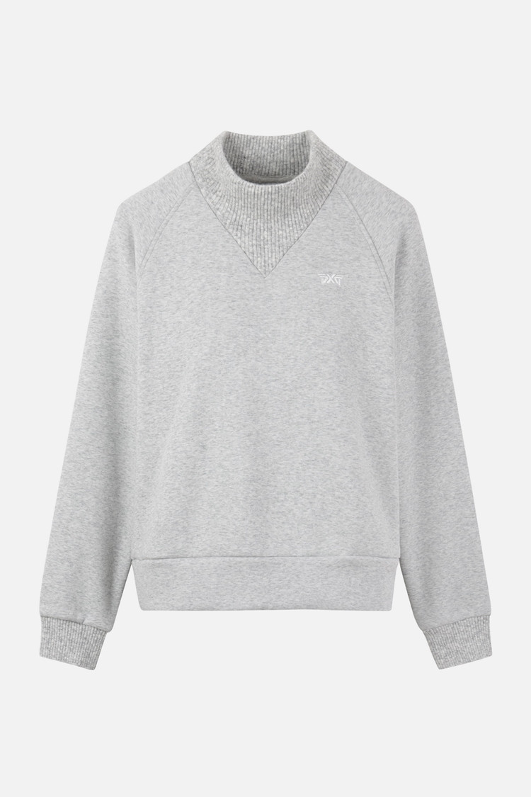 Áo knit golf nữ màu xám cổ cao tay dài PXG