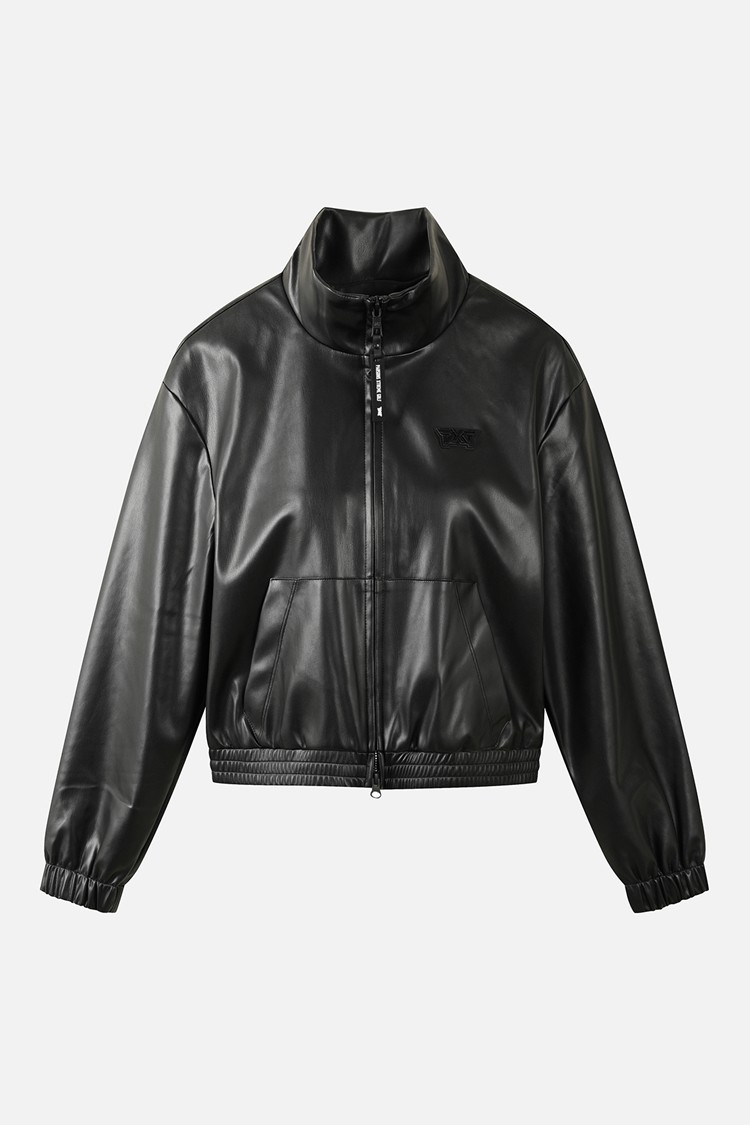 Áo khoác golf nữ PXG dáng bomber cổ cao tay dài màu đen