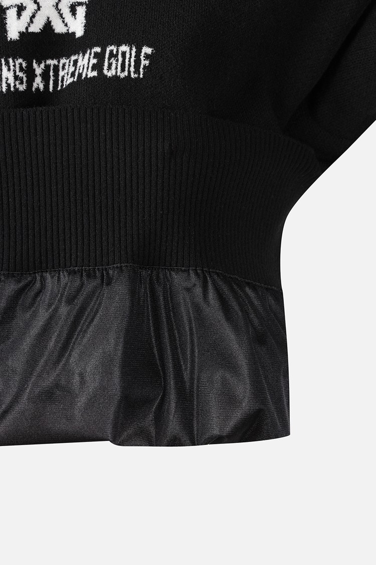 Áo knit golf nữ tay dài màu đen logo trắng — ảnh 6