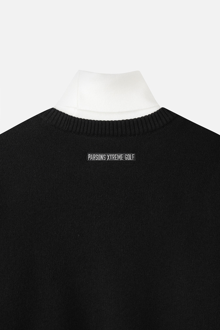 Áo knit golf nữ tay dài màu đen logo trắng — ảnh 5