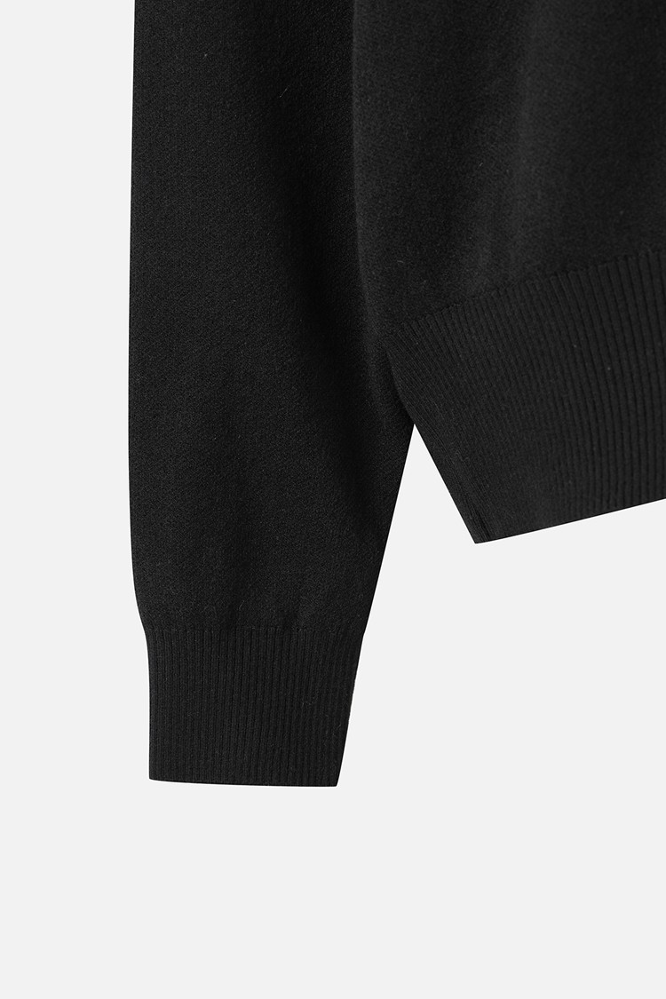 Áo knit golf nữ tay dài màu đen logo trắng — ảnh 4