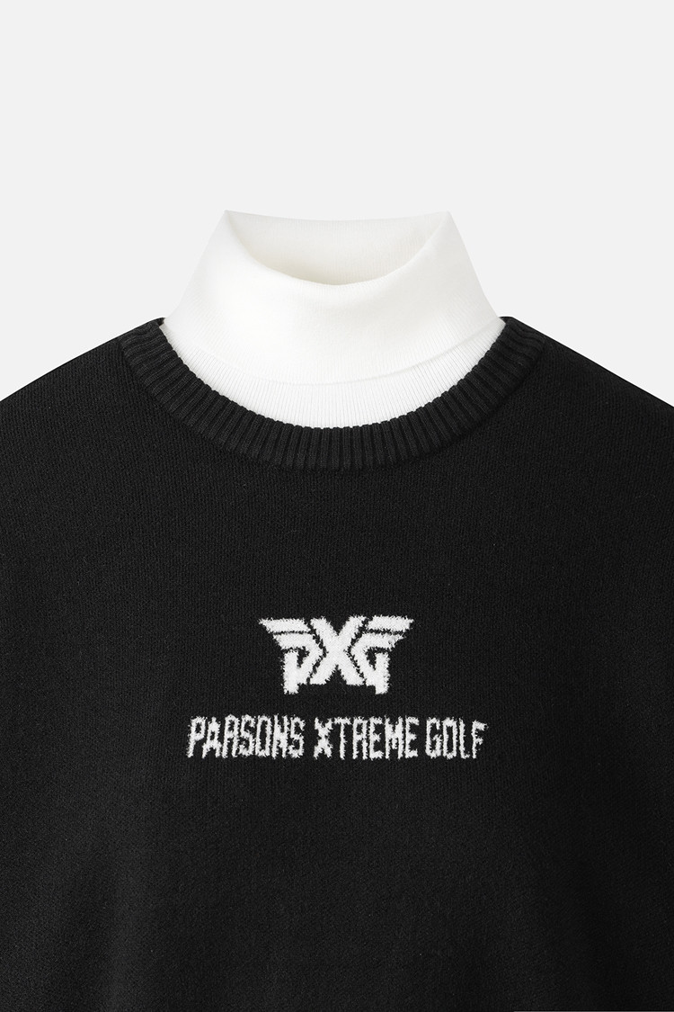 Áo knit golf nữ tay dài màu đen logo trắng — ảnh 3
