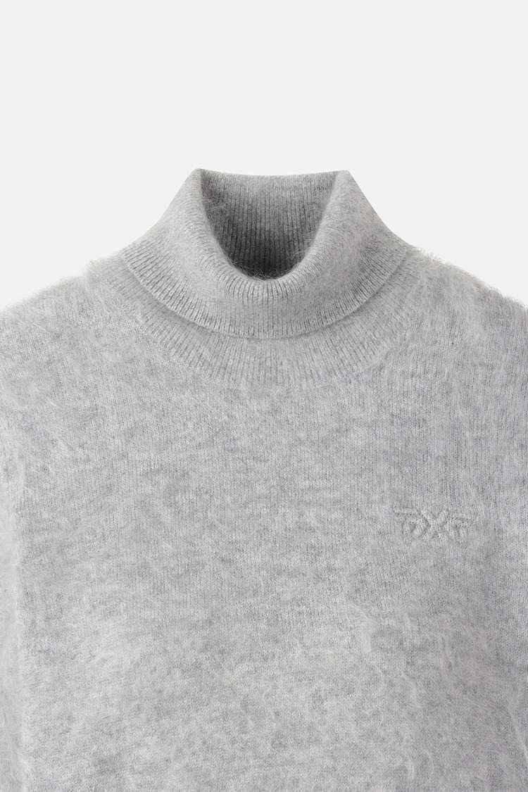 Áo knit golf nữ cổ lọ tay dài màu xám — ảnh 3