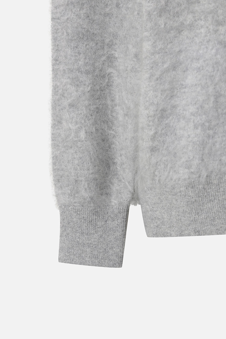 Áo knit golf nữ cổ lọ tay dài màu xám — ảnh 4