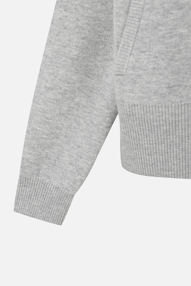 Áo knit golf nữ phối khóa kéo màu xám — ảnh 4