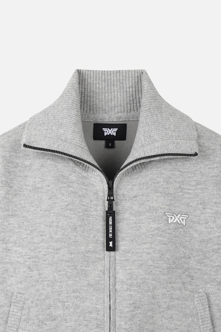 Áo knit golf nữ phối khóa kéo màu xám — ảnh 3
