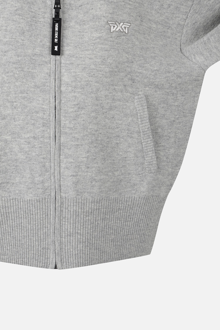 Áo knit golf nữ phối khóa kéo màu xám — ảnh 5