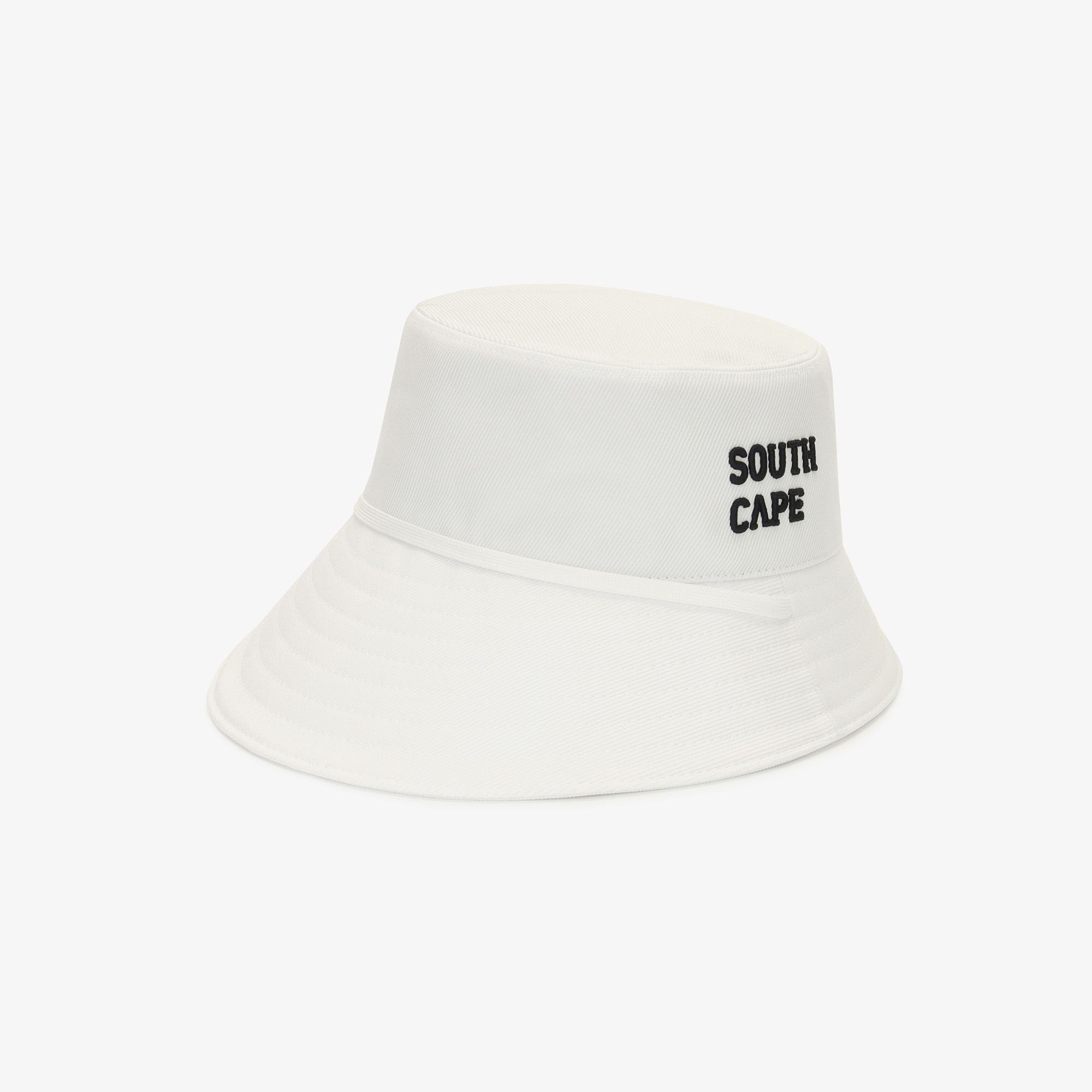 Mũ golf nữ dáng bucket màu trắng thêu chữ đen — ảnh 2