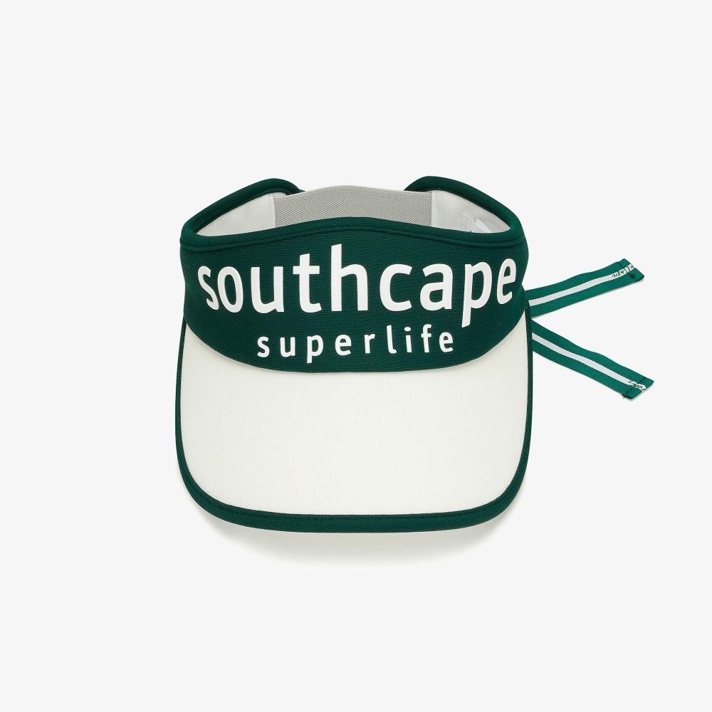 Mũ golf nữ kiểu visor màu xanh lá đậm viền trắng chữ in trắng Southcape