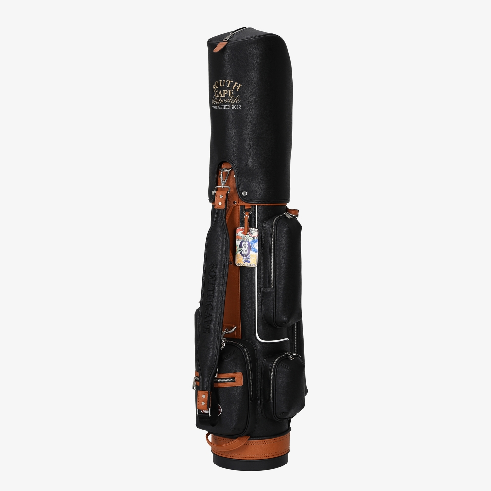 Túi gậy golf caddy bag màu đen phối nâu với logo Southcape, nhiều ngăn tiện dụng