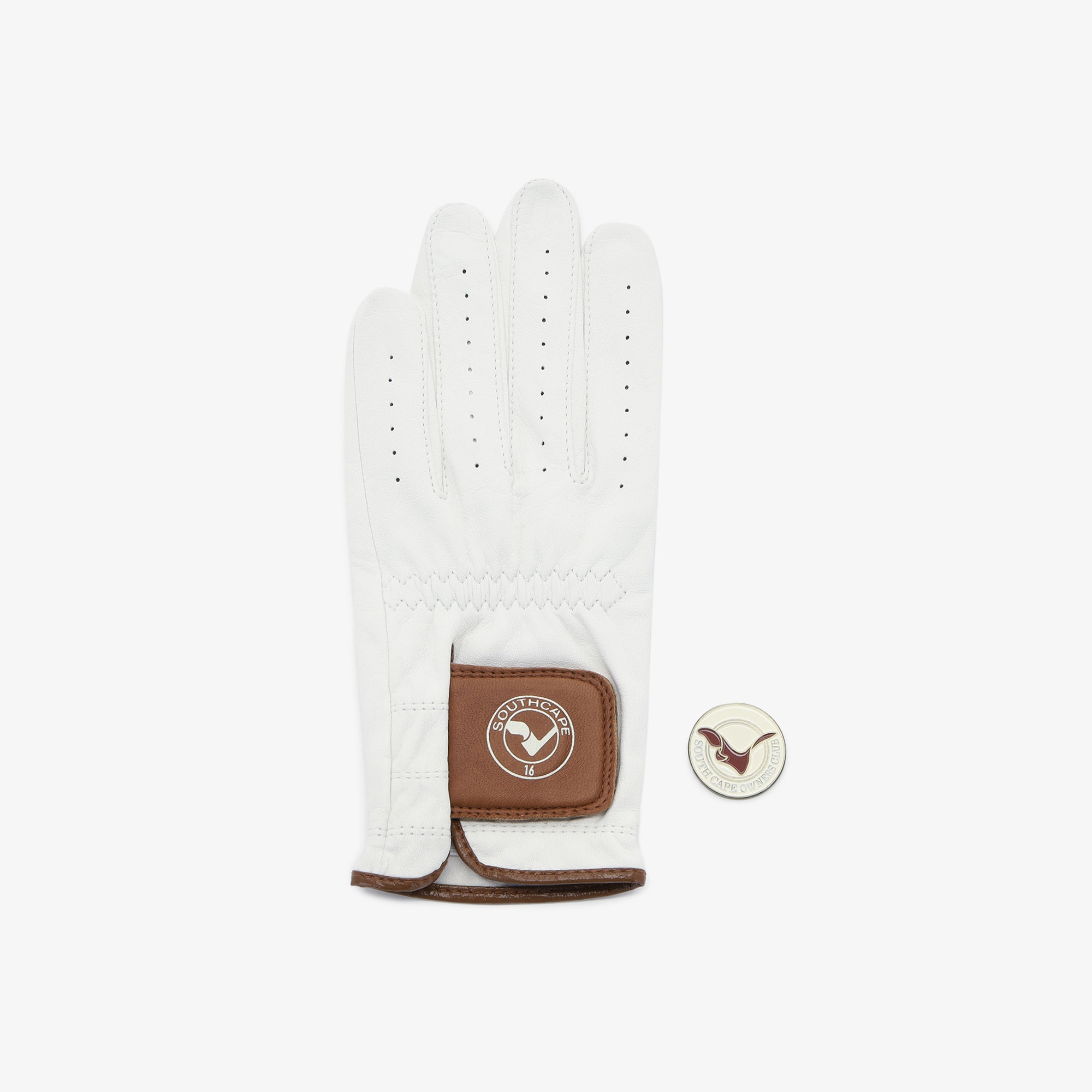 Găng tay golf nữ trắng phối viền nâu Southcape — ảnh 5