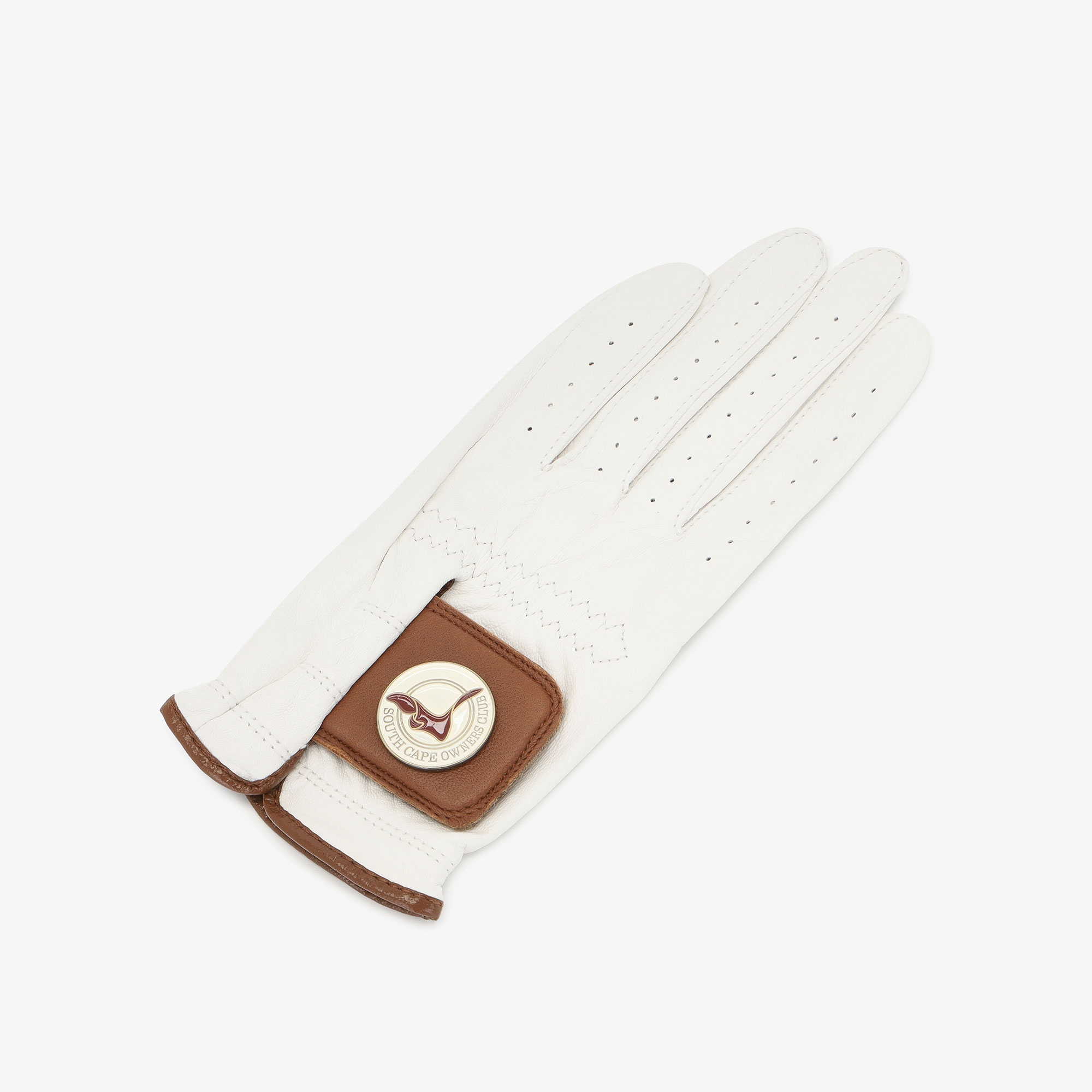 Găng tay golf nữ trắng điểm nâu bản khóa logo — ảnh 4
