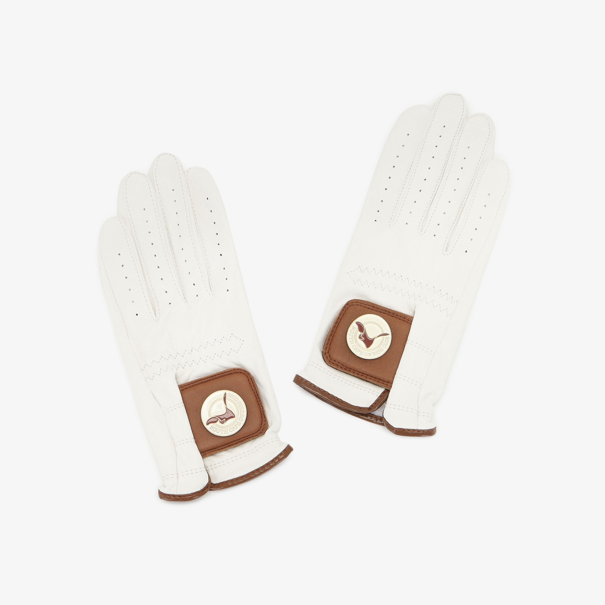 Găng tay golf nữ trắng điểm nâu bản khóa logo — ảnh 2