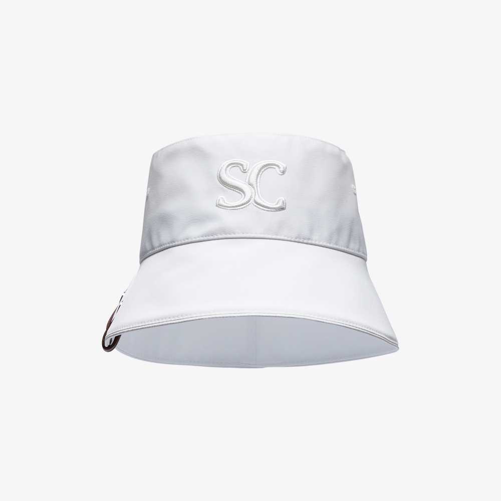 Mũ golf nữ Southcape dáng bucket màu trắng thêu chữ SC phía trước