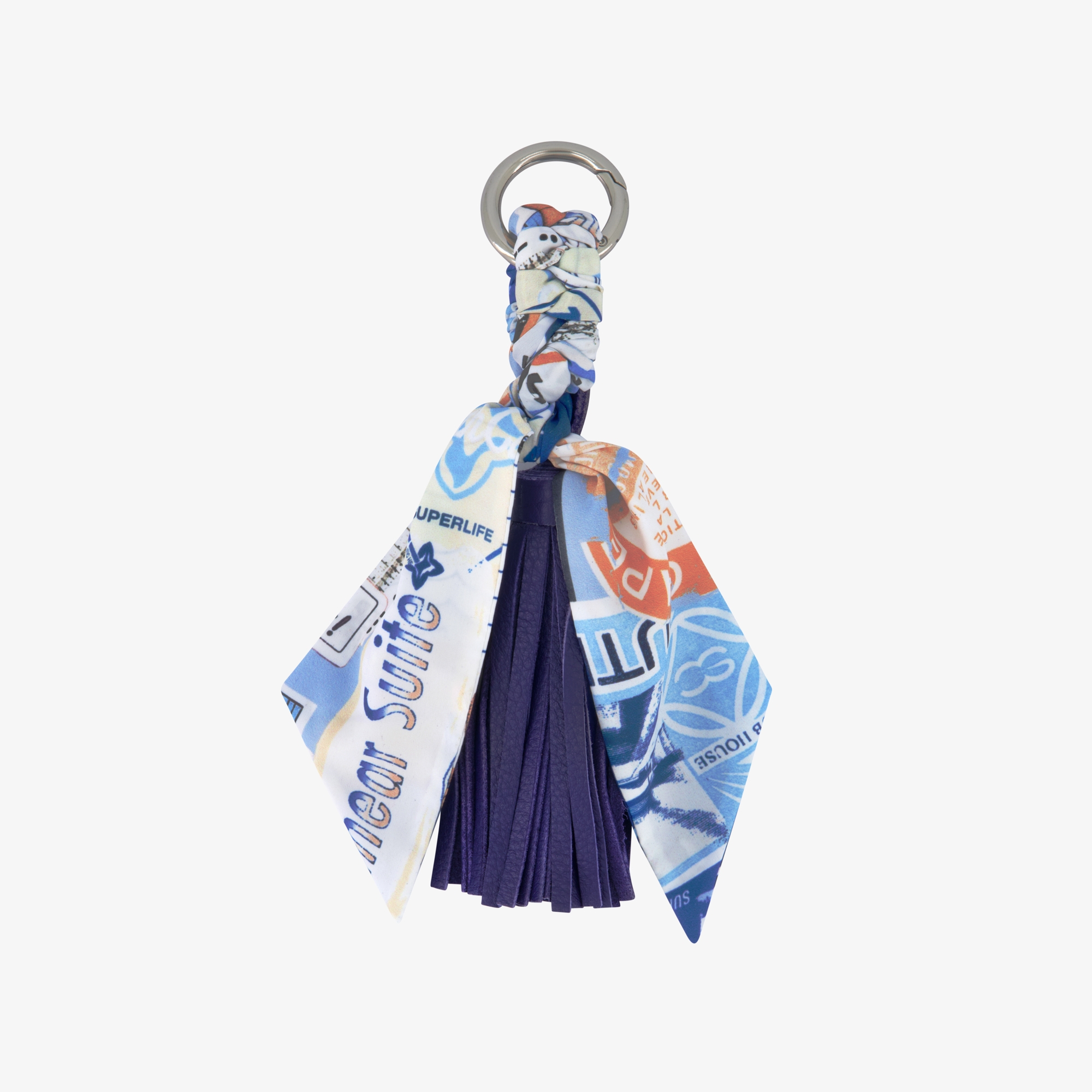 Phụ kiện móc khóa nữ tua rua màu xanh navy — ảnh 3