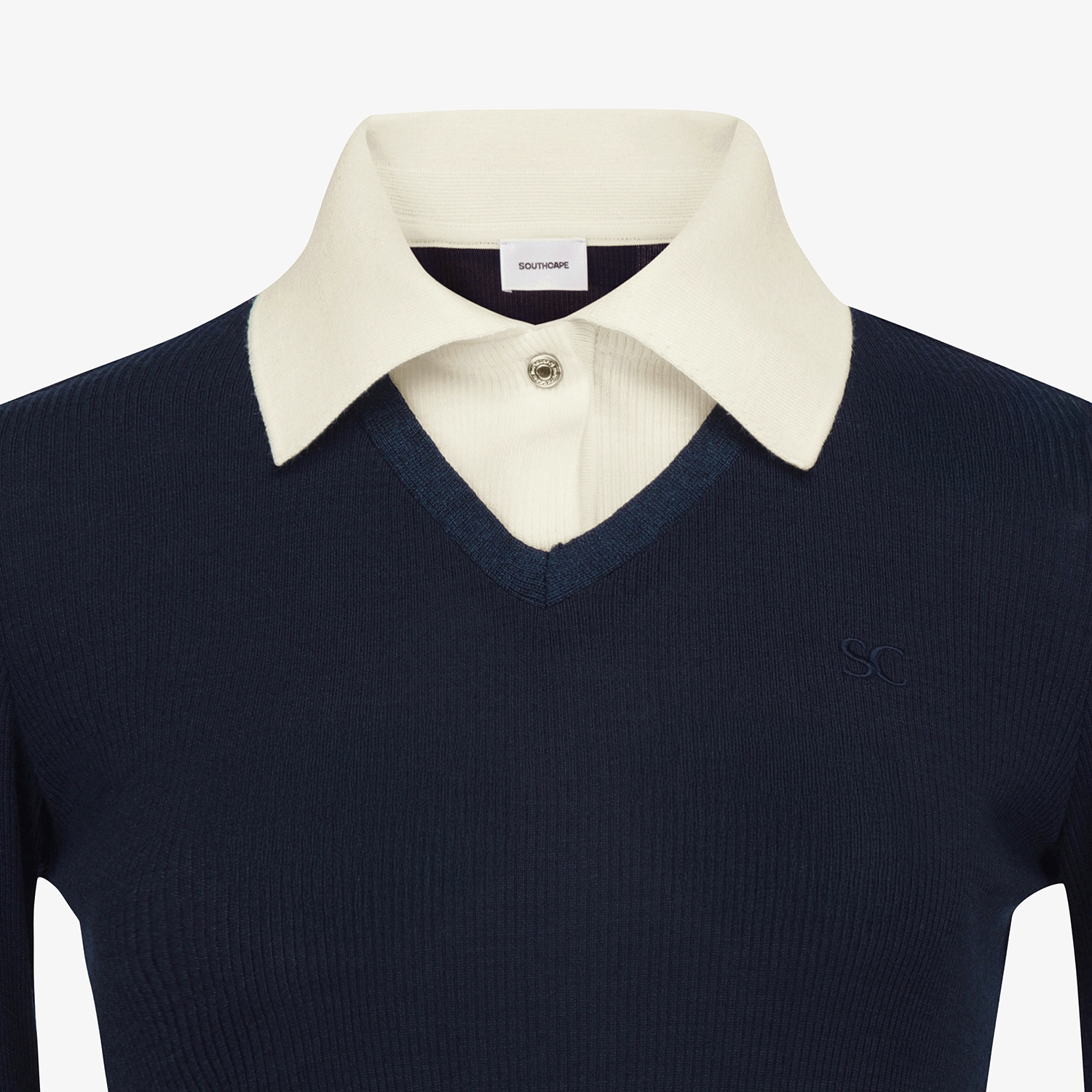 Áo golf nữ tay dài phối cổ trắng xanh navy — ảnh 4