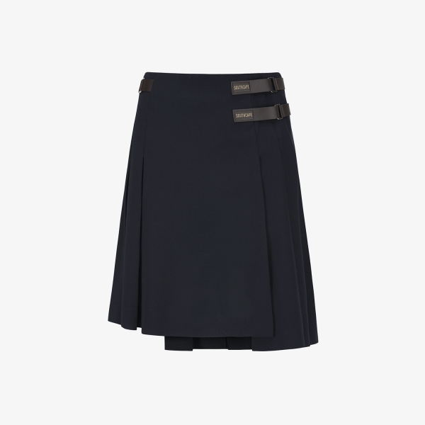Chân váy golf nữ Southcape màu xanh navy đậm thiết kế xếp ly phối khóa ngang