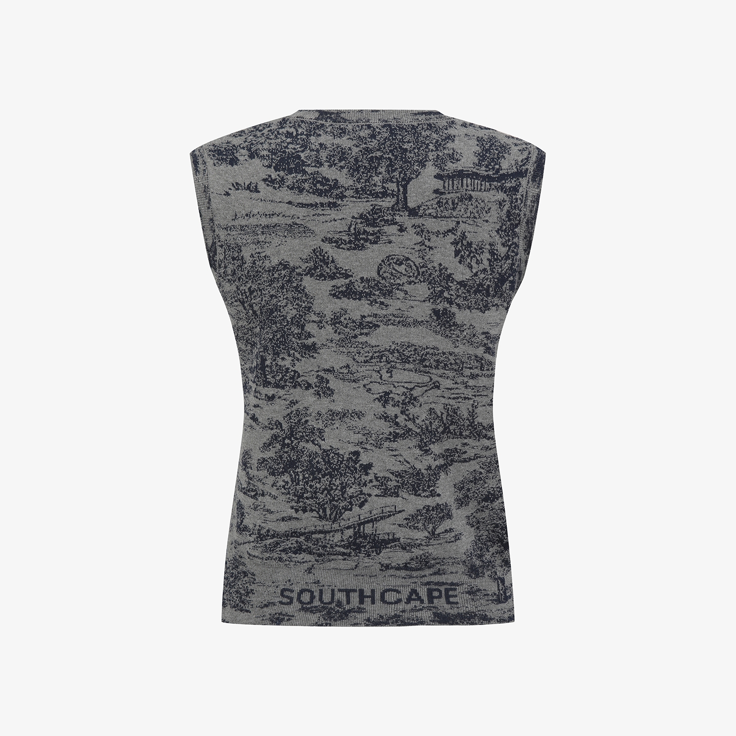 Áo vest golf nữ không tay họa tiết xám — ảnh 3